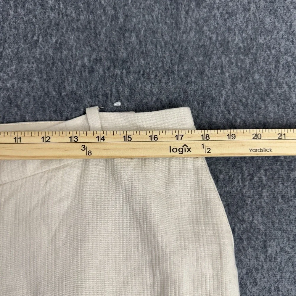 H&M White Linen Wide-Leg Women's Dress Pants, Size 14, Zipper, Flat Front